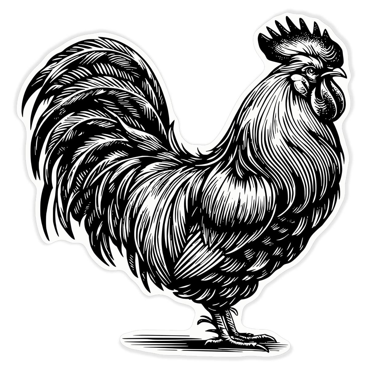 'Proud Rooster' Clear Premium Vinyl Decal Stickers – Waterproof, Durable & Easy to Apply - For Car Bumpers, Windows, Bins & More - XL (460mm) (DC00138279)