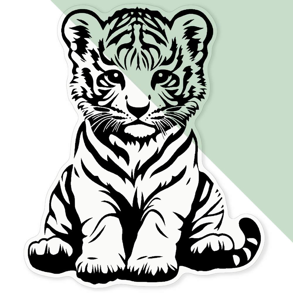 'Tiger Cub Sitting' Clear Sticker Decals (DC051733) - Picture 25 of 30