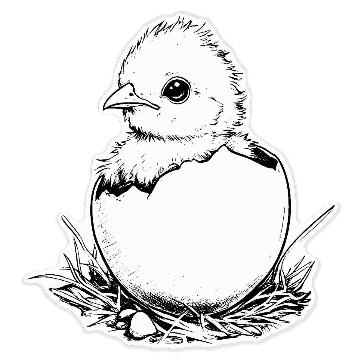 'Baby Chick Coming Out of Egg' Clear Premium Vinyl Decal Stickers – Waterproof, Durable & Easy to Apply - For Car Bumpers, Windows, Bins & More - XL (460mm) (DC00142135)