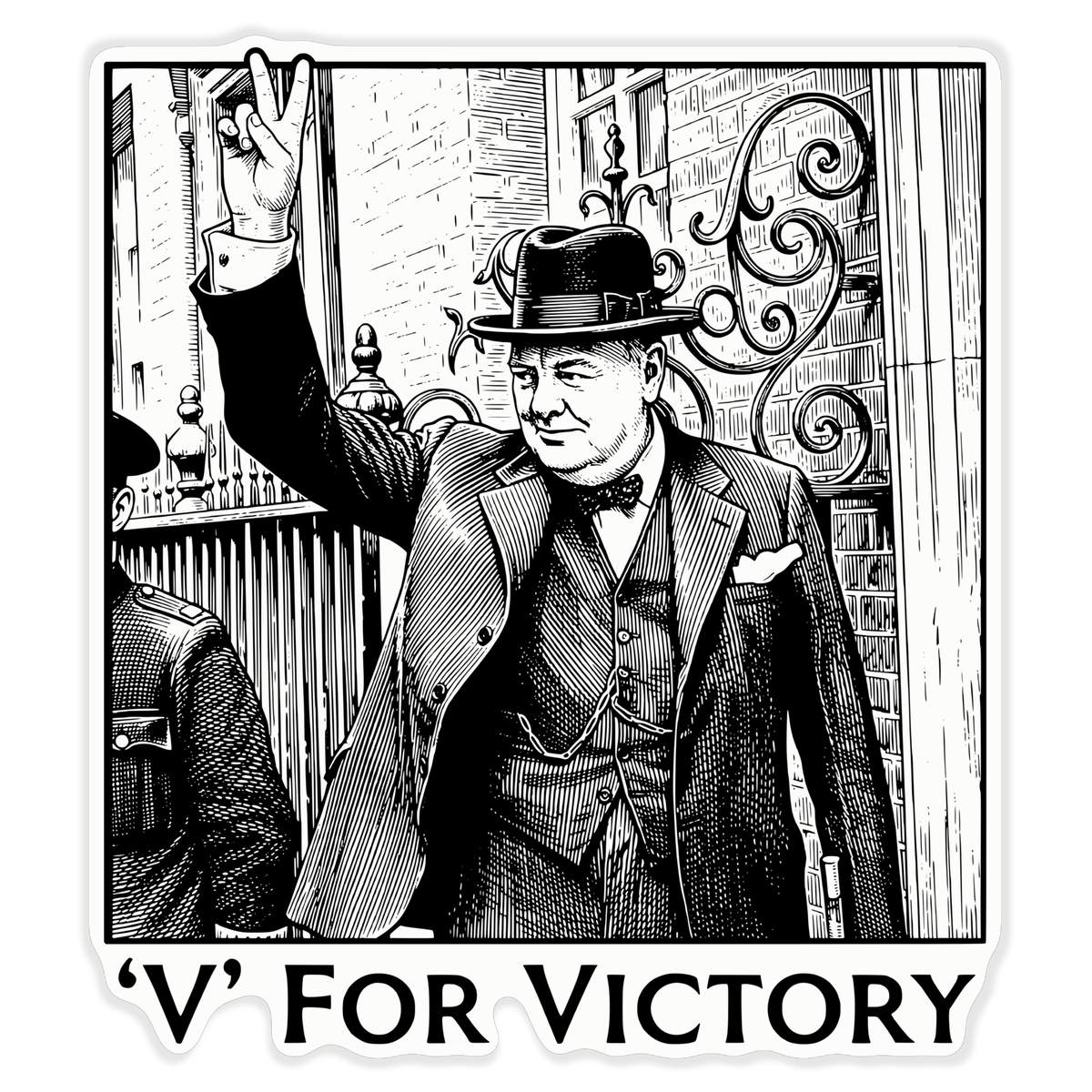'Churchill Victory Sign' Vinyl Decal Sticker - Clear, 46cm - Waterproof Permanent Graphic for Cars, Windows, Bins and Smooth Surfaces (DC00174138)