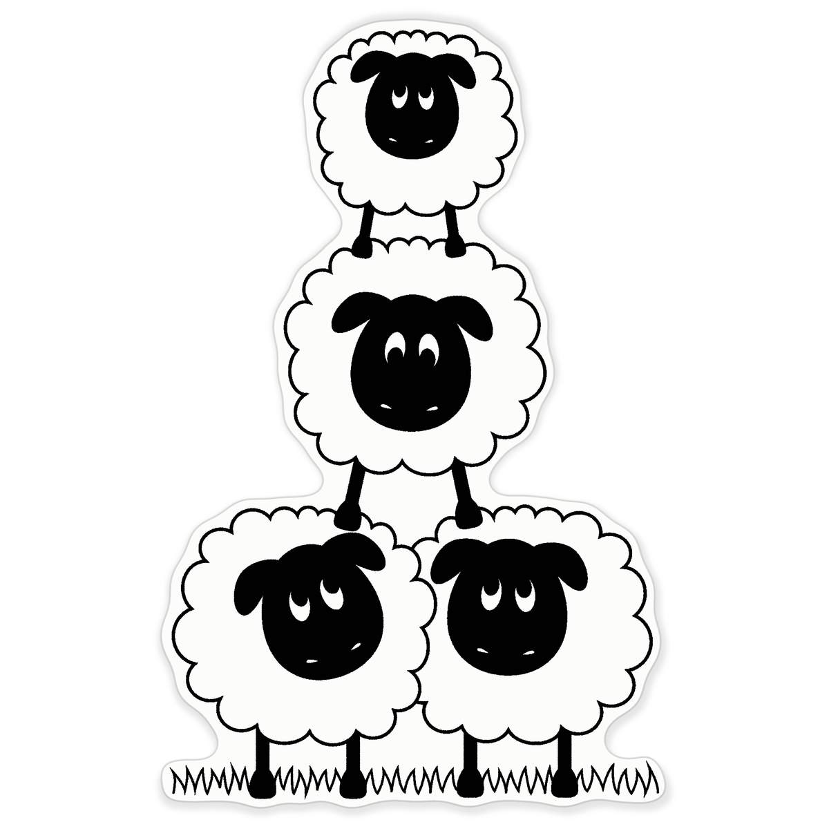 'Sheep Tower' Vinyl Decal Sticker - Clear, 72cm - Farm Animal Pyramid Illustration - Waterproof Permanent Graphic for Cars, Windows, Bins and Smooth Surfaces (DC00151979)