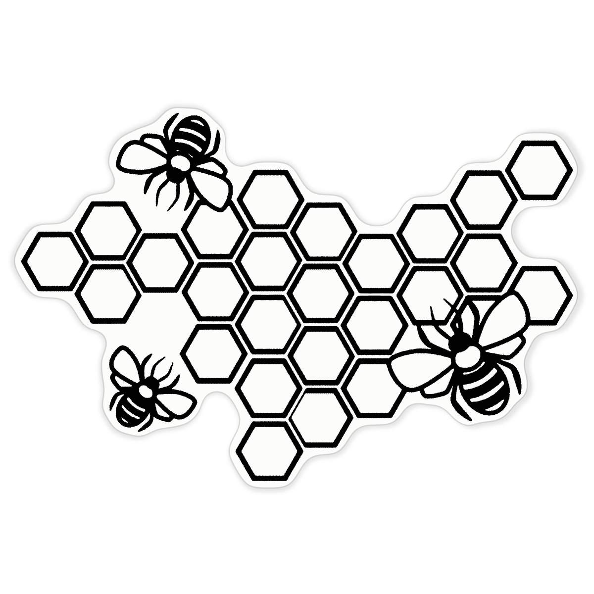 'Honeycomb Bees' Vinyl Decal Sticker - Clear, 72cm - Bees Working Hexagon Pattern Graphic - Waterproof Permanent Graphic for Cars, Windows, Bins and Smooth Surfaces (DC00153261)