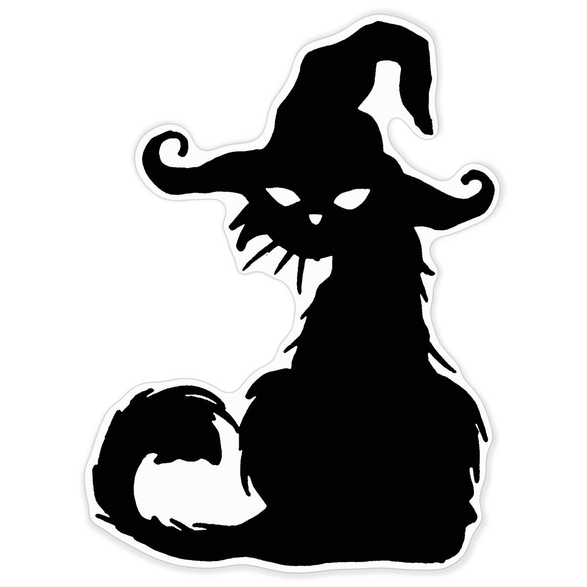 'Witch Cat Silhouette' Clear Premium Vinyl Decal Stickers – Waterproof, Durable & Easy to Apply - For Car Bumpers, Windows, Bins & More - XXL (720mm) (DC00156709)