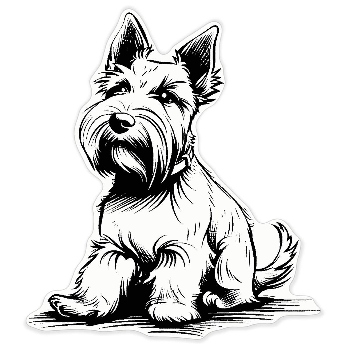'Scottish Terrier Sitting' Clear Premium Vinyl Decal Stickers – Waterproof, Durable & Easy to Apply - For Car Bumpers, Windows, Bins & More - XXL (720mm) (DC00159123)