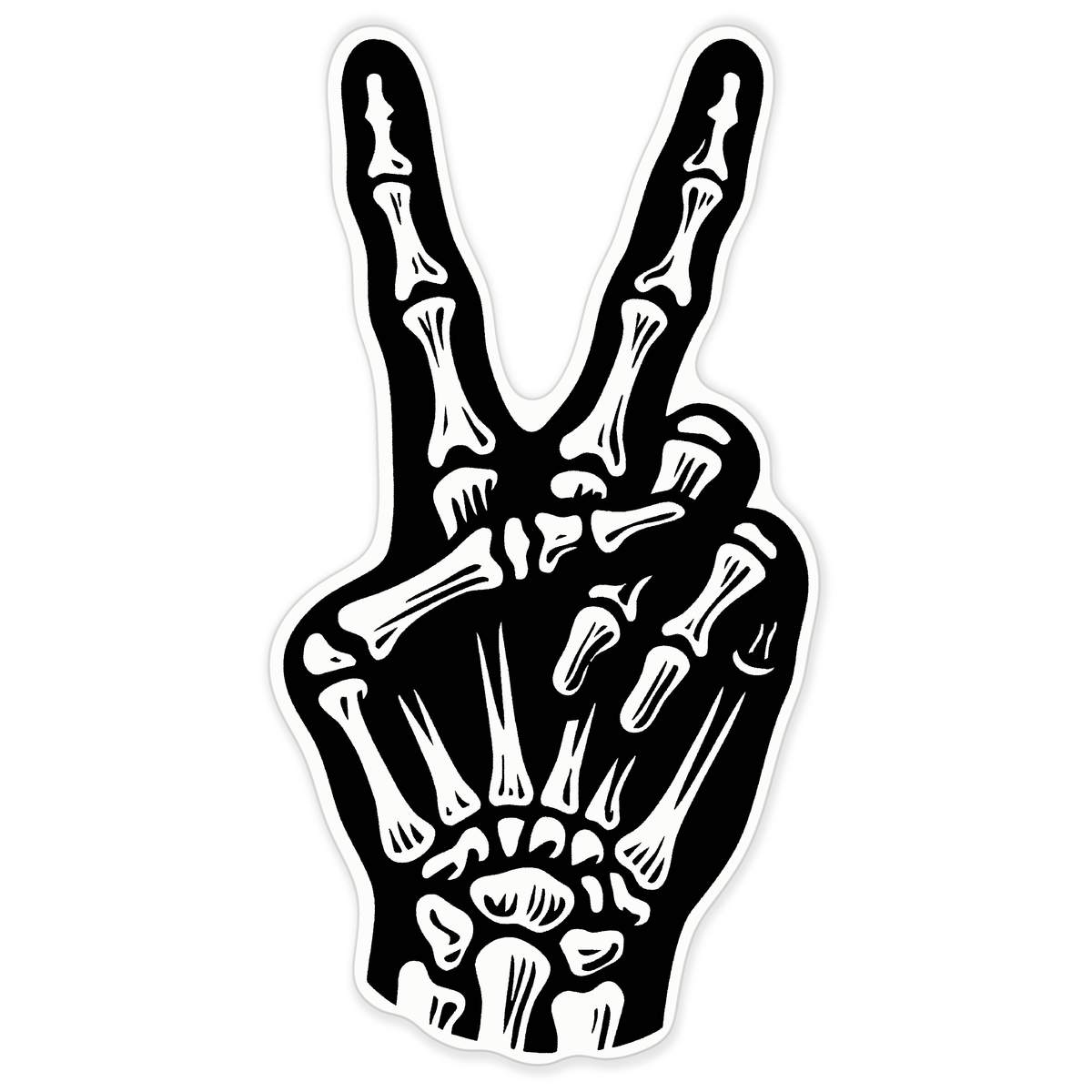 'Skeleton Hand V-Sign' Vinyl Decal Sticker - Clear, 72cm - Waterproof Permanent Graphic for Cars, Windows, Bins and Smooth Surfaces (DC00159578)