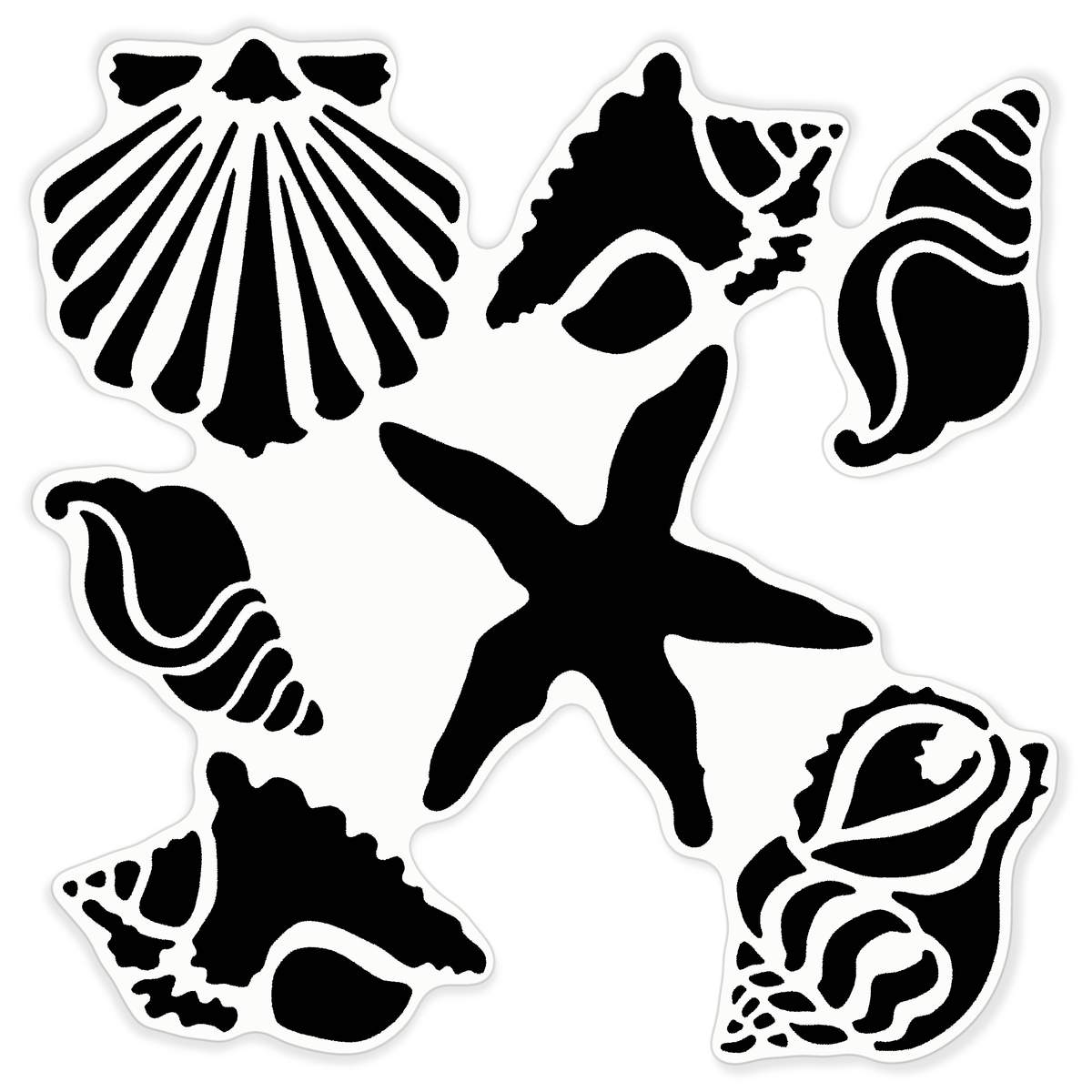 'Sea Shells & Starfish' Vinyl Decal Sticker - Clear, 72cm - Waterproof Permanent Graphic for Cars, Windows, Bins and Smooth Surfaces (DC00159669)