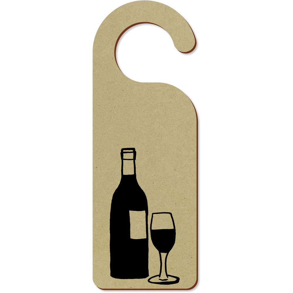 'Wine Glass & Bottle' 200mm x 72mm Door Hanger / Sign (DH00002046)