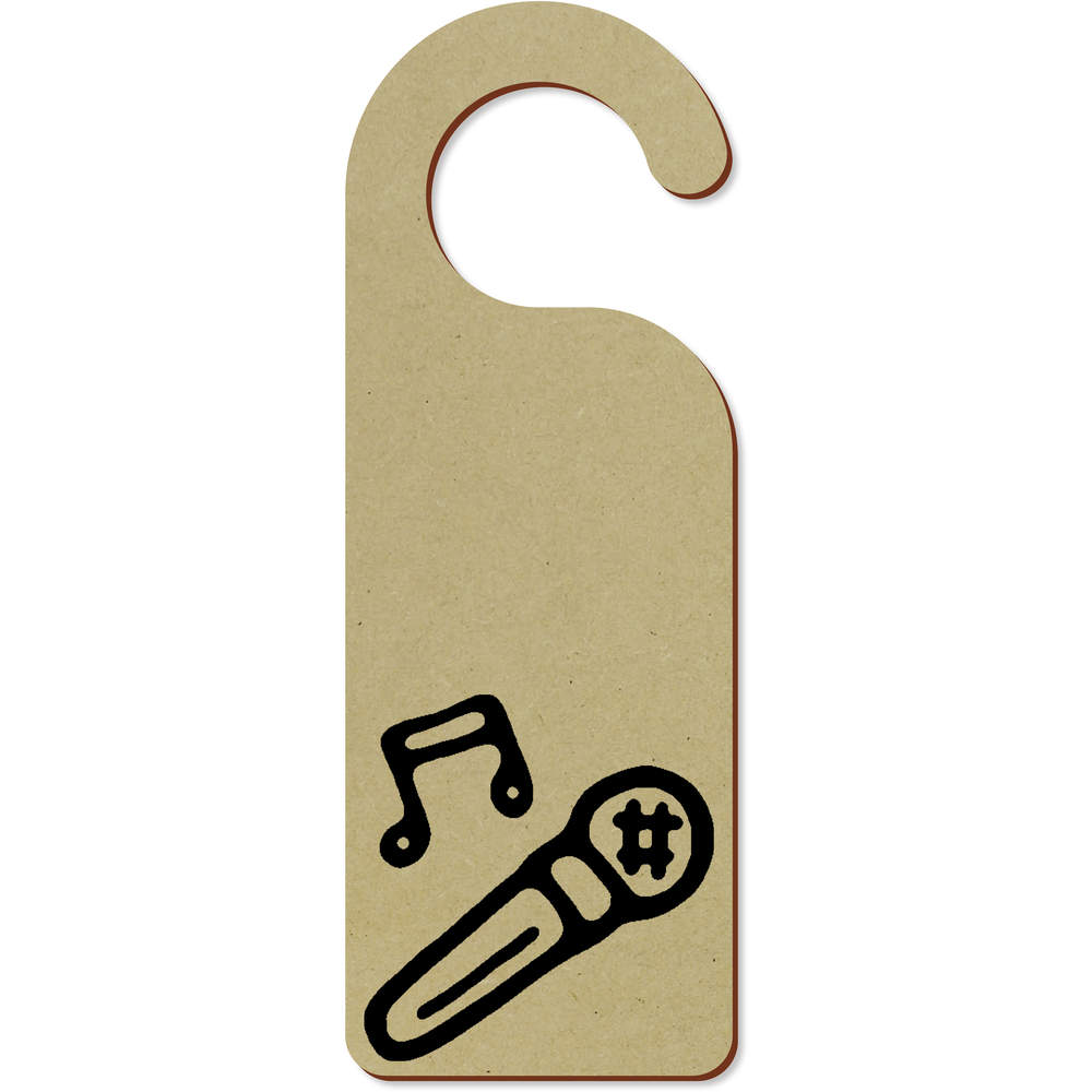 'Music Microphone' 200mm x 72mm Door Hanger / Sign (DH00014662)