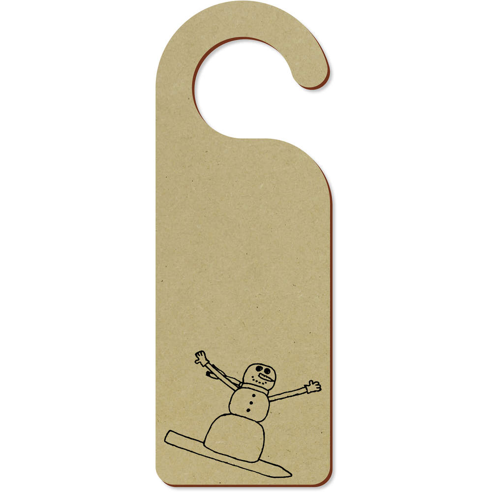 'Snowboarding Snowman' 200mm x 72mm Door Hanger / Sign (DH00032559)