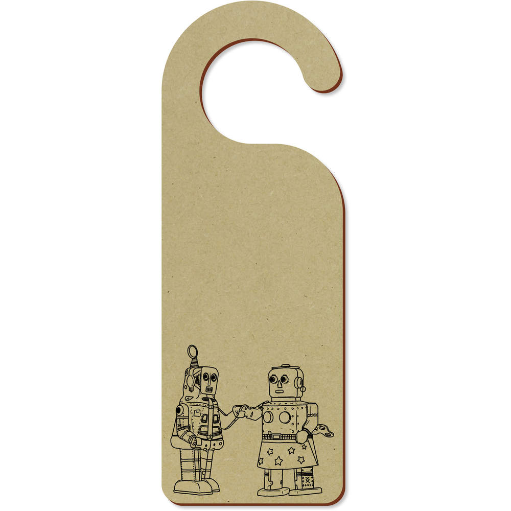 'Robot Couple' 200mm x 72mm Door Hanger / Sign (DH00034429)