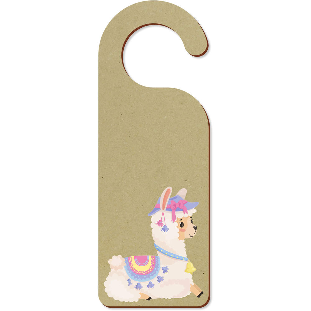 'Sitting Alpaca' 200mm x 72mm Door Hanger / Sign (DH00035373)