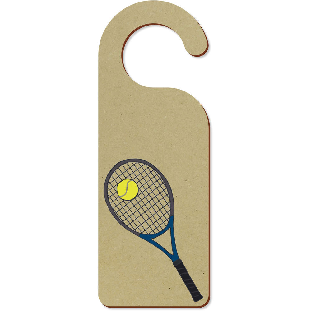 'Tennis racket & ball ' 200mm x 72mm Door Hanger / Sign (DH00035549)