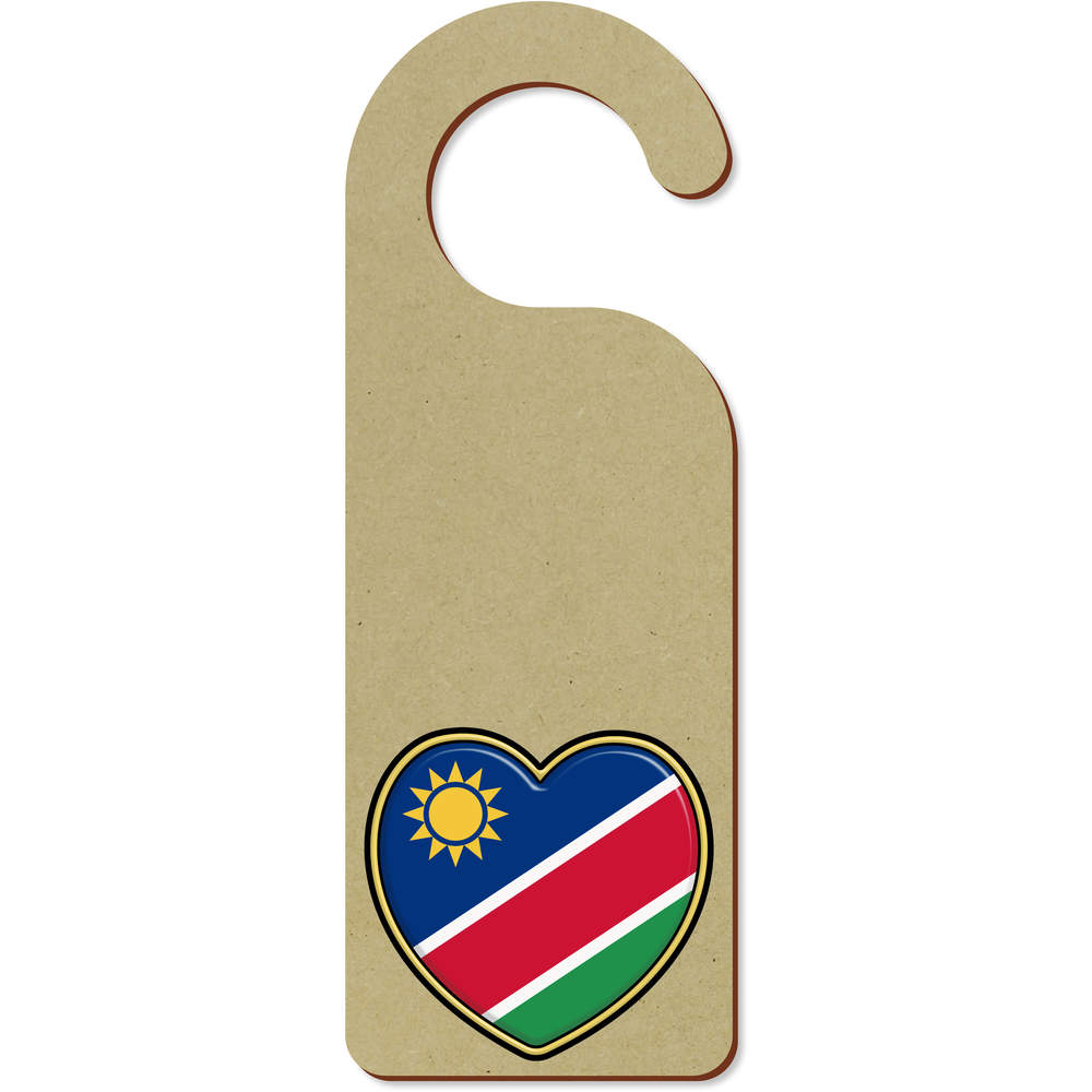 'Namibia Flag Heart' 200mm x 72mm Door Hanger / Sign (DH00036265)