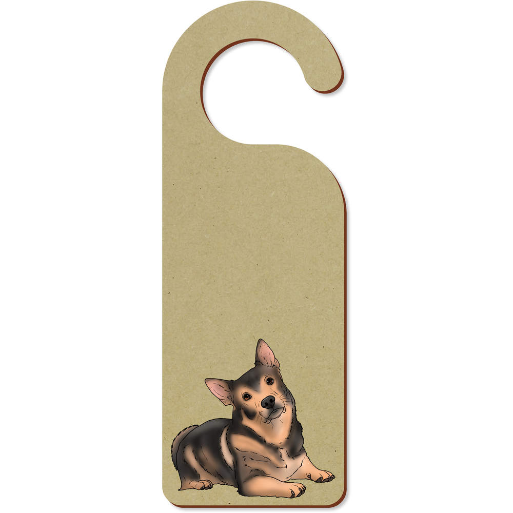 'Swedish Vallhund Relaxing' 200mm x 72mm Door Hanger / Sign (DH00037203)