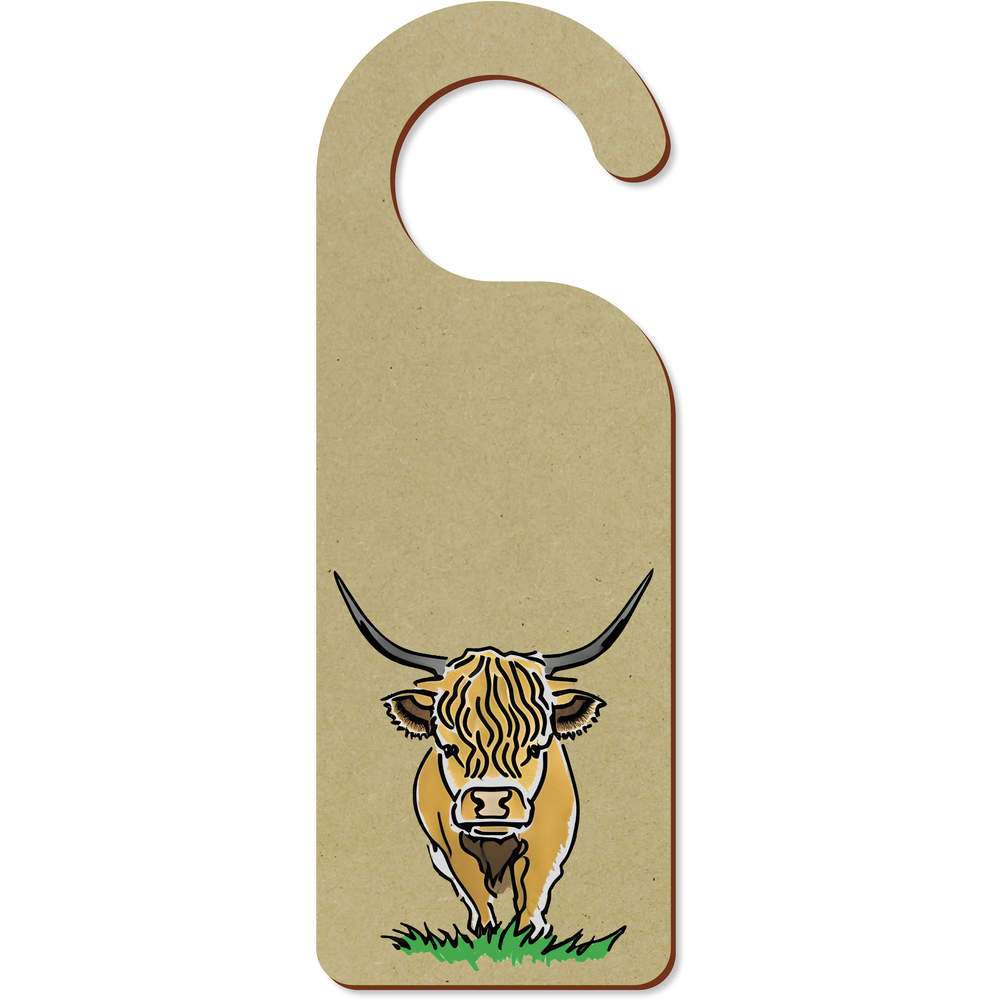 'Highland Cow' 200mm x 72mm Door Hanger / Sign (DH00038588)