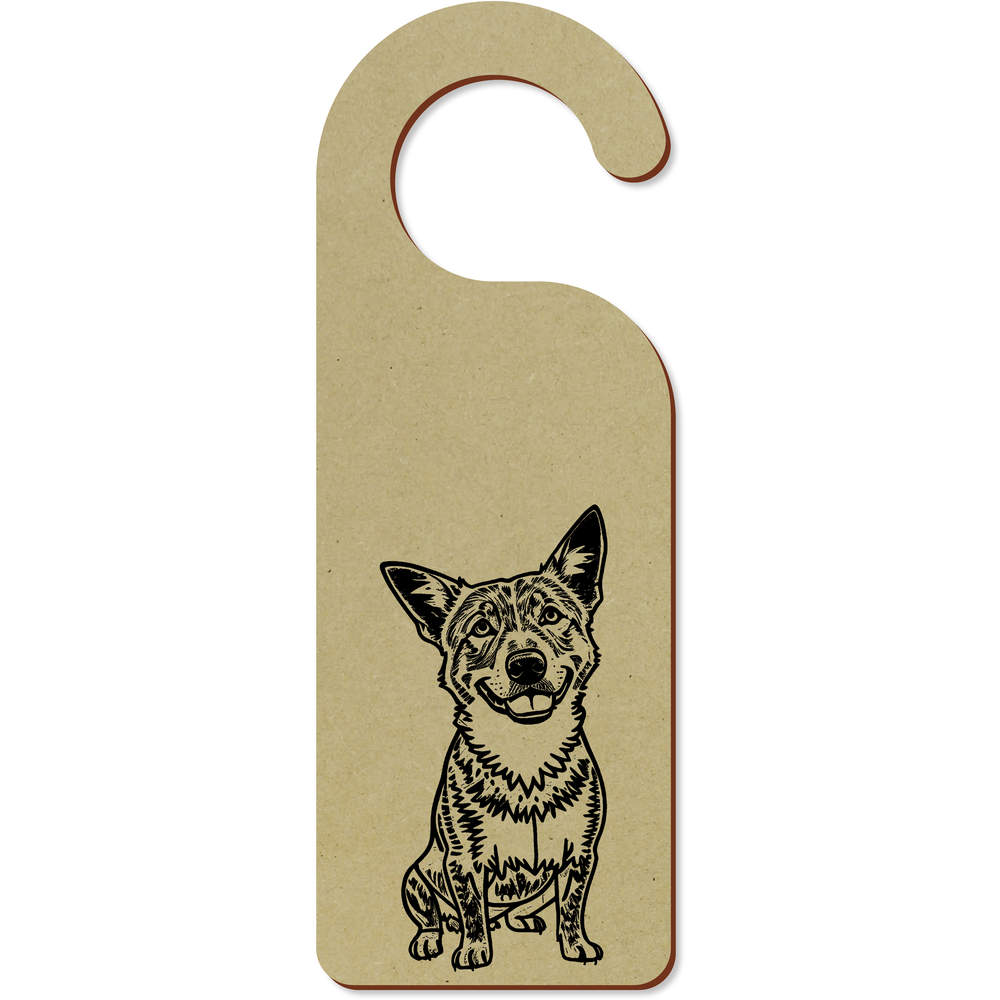 'Smiling Australian Cattle Dog' 200mm x 72mm Door Hanger / Sign (DH00038688)