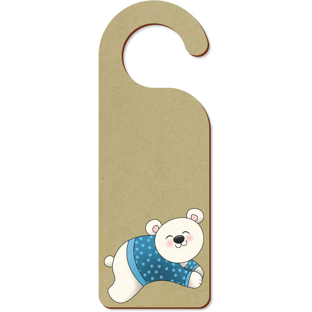 'Winter Wear Polar Bear' 200mm x 72mm Door Hanger / Sign (DH00038721)