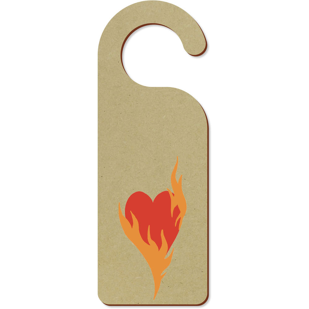 'Heart on Fire a Symbol of Passion' 200mm x 72mm Door Hanger / Sign (DH00039001)