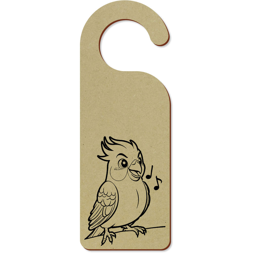 'Cockatiel Singing A Cheerful Tune' 200mm x 72mm Door Hanger / Sign (DH00039682)