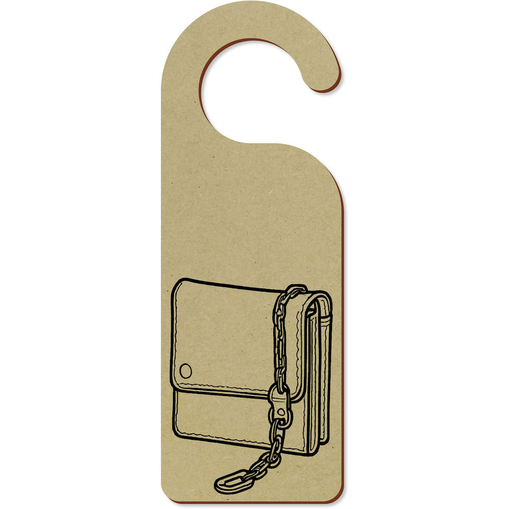 'Leather Wallet With Chain' 200mm x 72mm Door Hanger / Sign (DH00039697)
