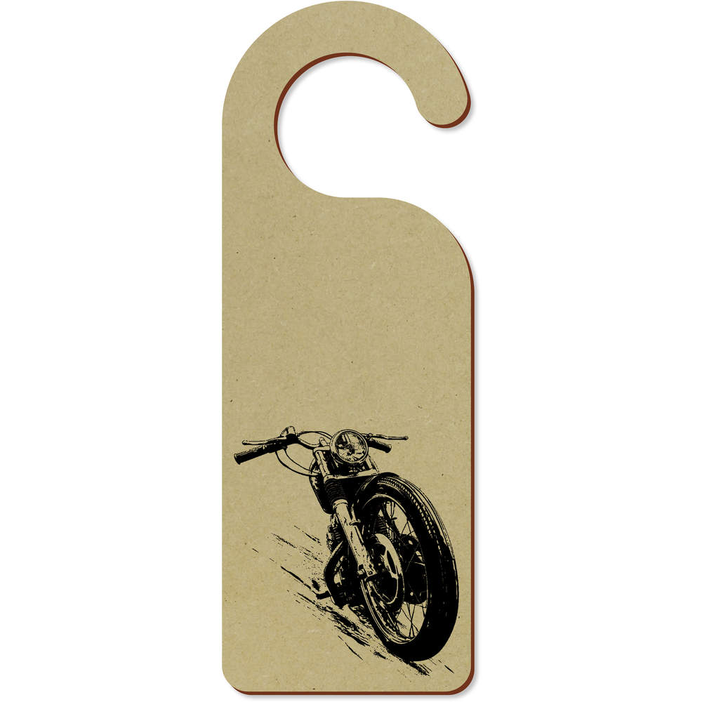 'Motorbike Front View' 200mm x 72mm Door Hanger / Sign (DH00040109)