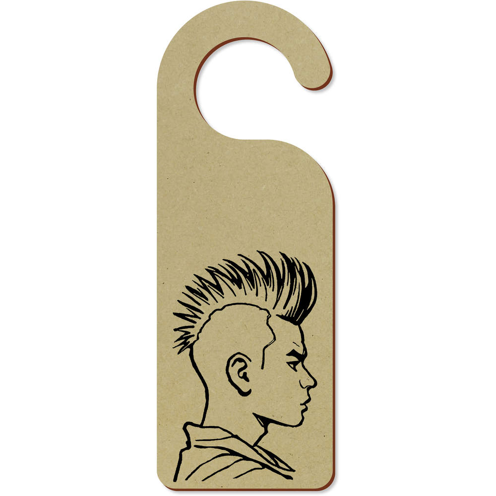 'Mohawk Hairstyle' 200mm x 72mm Door Hanger / Sign (DH00040599)
