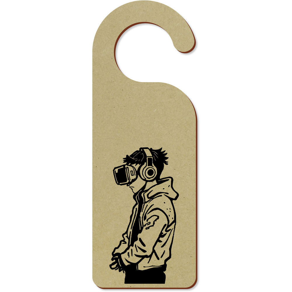 'Virtual Reality Gamer' 200mm x 72mm Door Hanger / Sign (DH00040657)