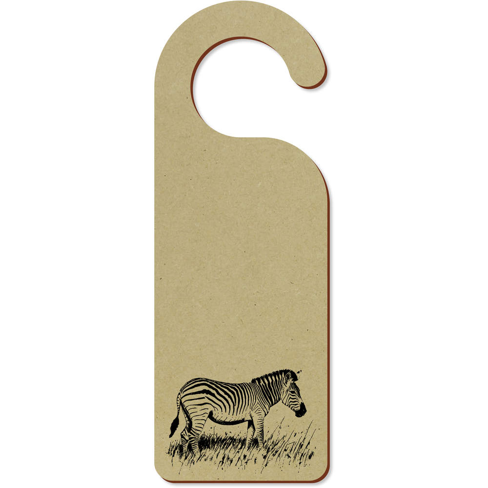 'Zebra Grazing on Grass' 200mm x 72mm Door Hanger / Sign (DH00040717)