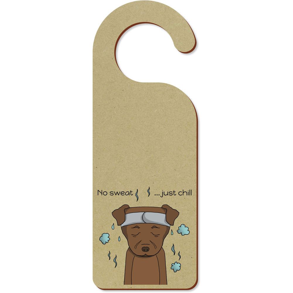 'Dog in Sauna' 200mm x 72mm Door Hanger / Sign (DH00041516)