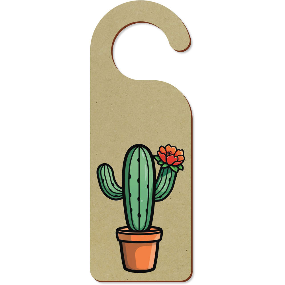 'One Flower Cactus' 200mm x 72mm Door Hanger / Sign (DH00041544)