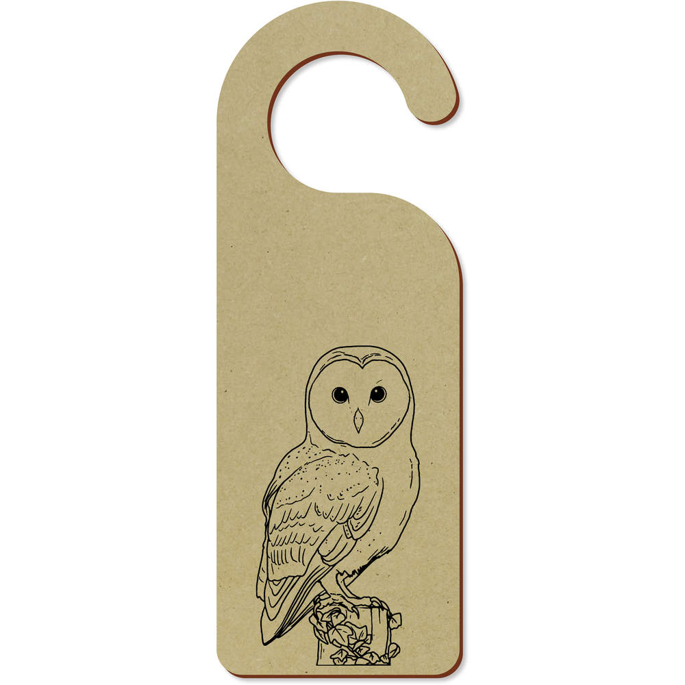 'Perched Barn Owl' 200mm x 72mm Door Hanger / Sign (DH00042733)