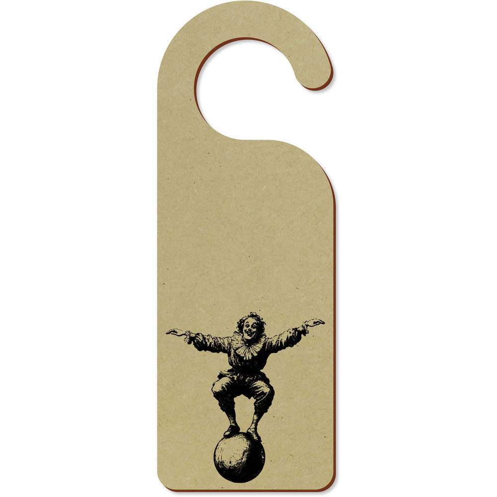 'Vintage Circus Clown on Ball' 200mm x 72mm Door Hanger / Sign (DH00043398)