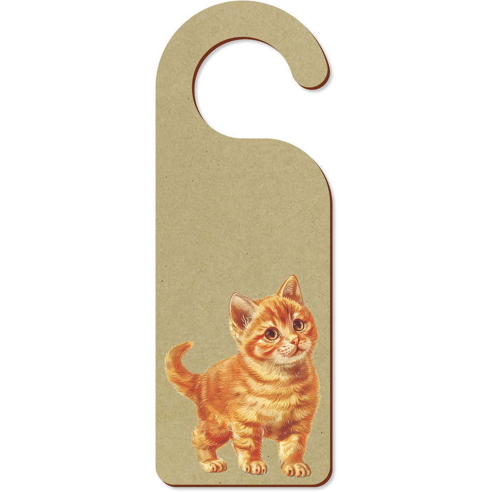 'Ginger Kitten Standing' 200mm x 72mm Door Hanger / Sign (DH00043527)