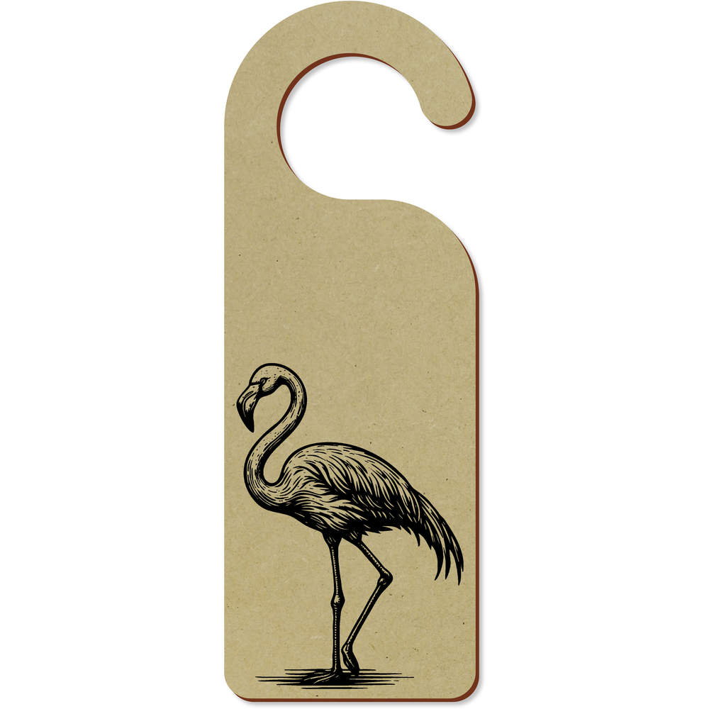 'Flamingo Standing' 200mm x 72mm Door Hanger / Sign (DH00043619)