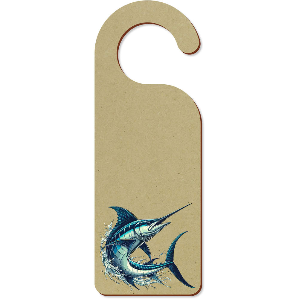 'Blue Marlin Fish' 200mm x 72mm Door Hanger / Sign (DH00043708)