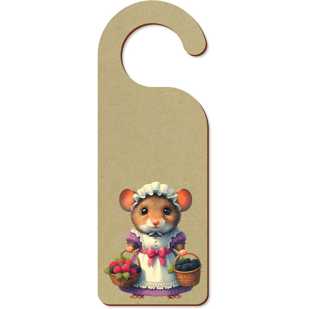 'Harvest Mouse With Fruit Baskets' 200mm x 72mm Door Hanger / Sign (DH00043712)
