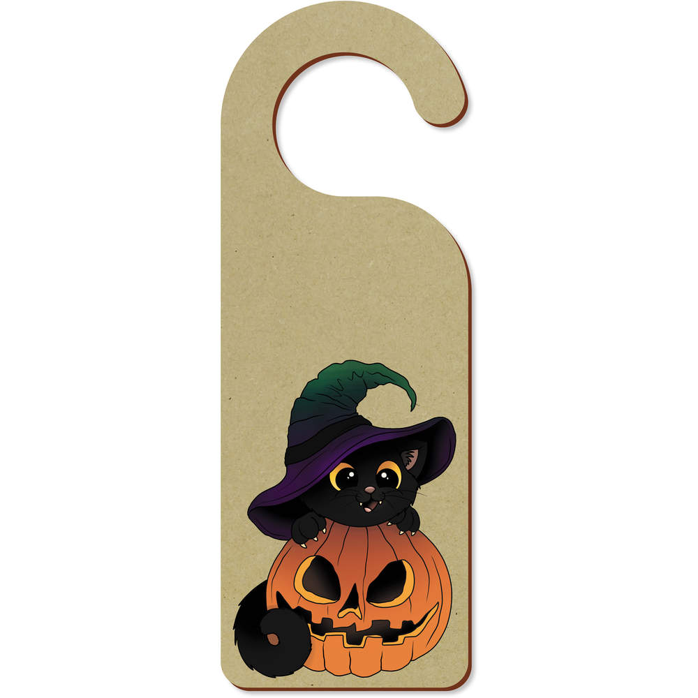 'Spooky Halloween Cat' 200mm x 72mm Door Hanger / Sign (DH00044546)