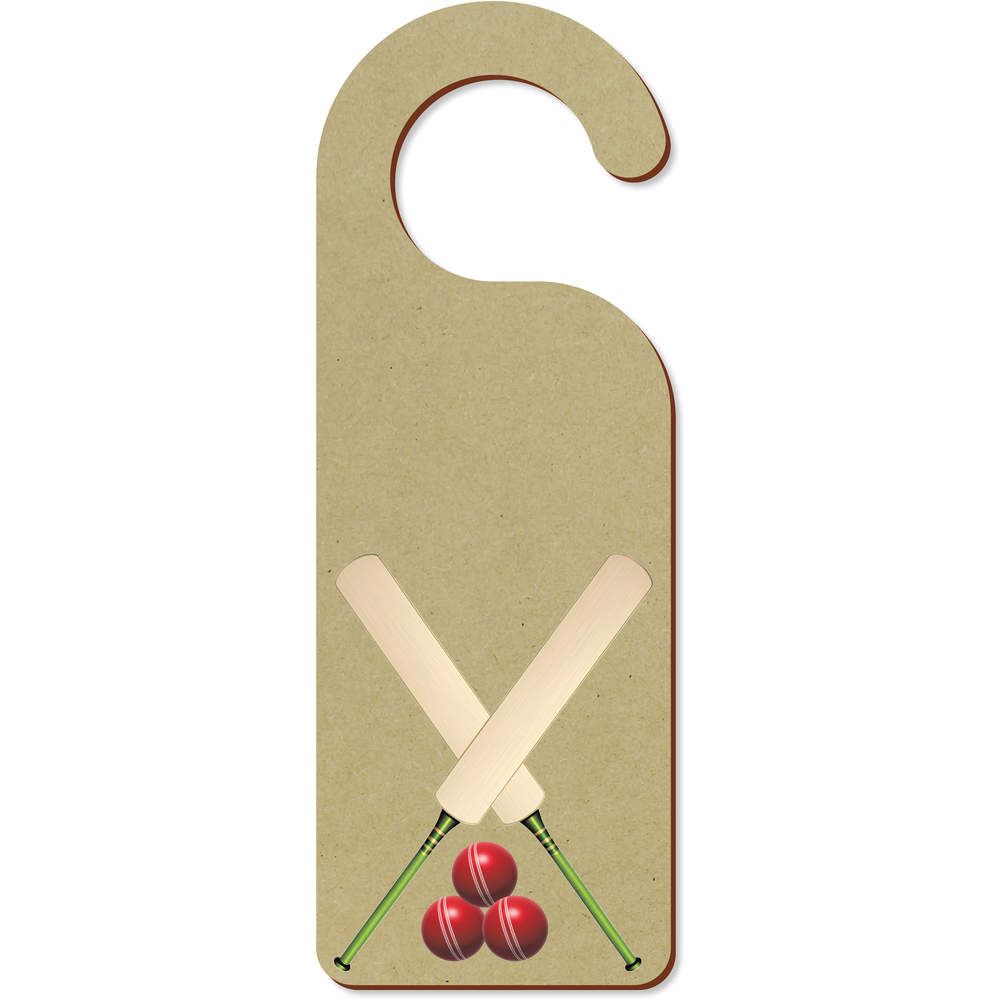 'Cricket Bats and Balls' 200mm x 72mm Door Hanger / Sign (DH00044756)