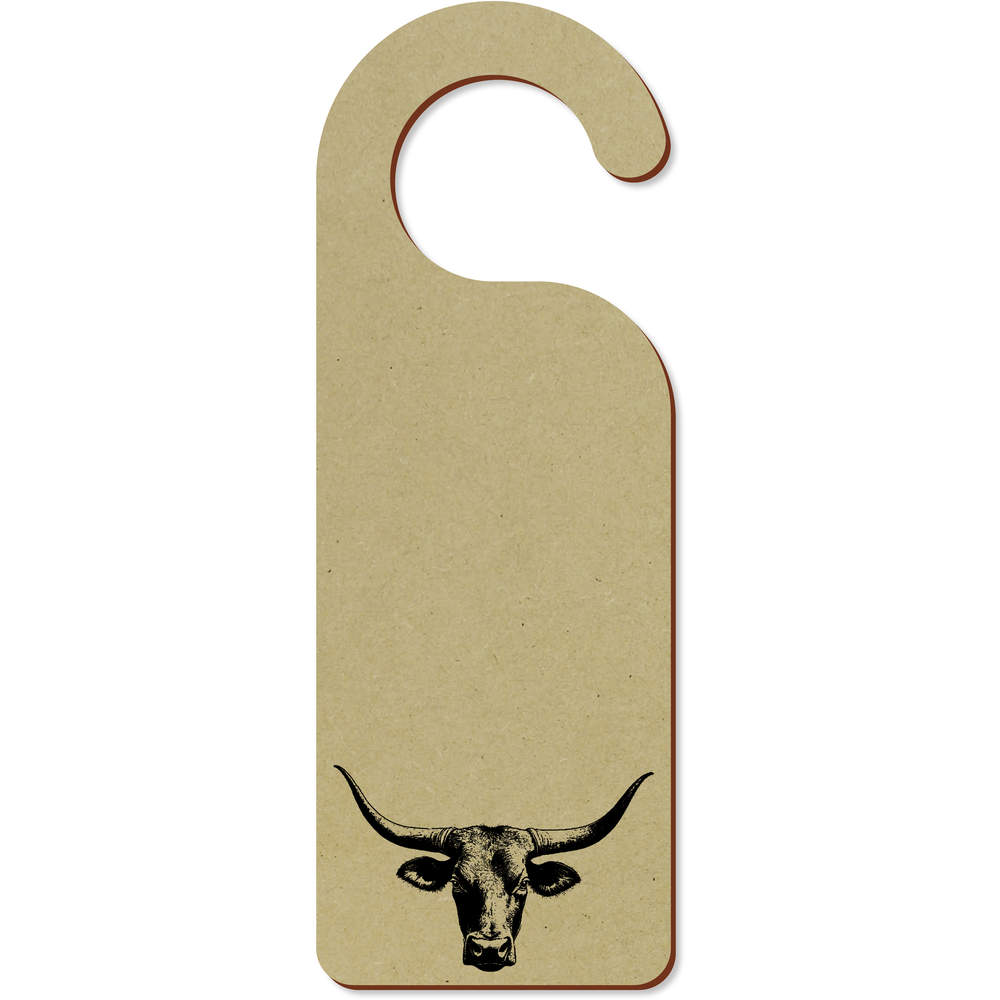 'Longhorn Bull' 200mm x 72mm Door Hanger / Sign (DH00044824)