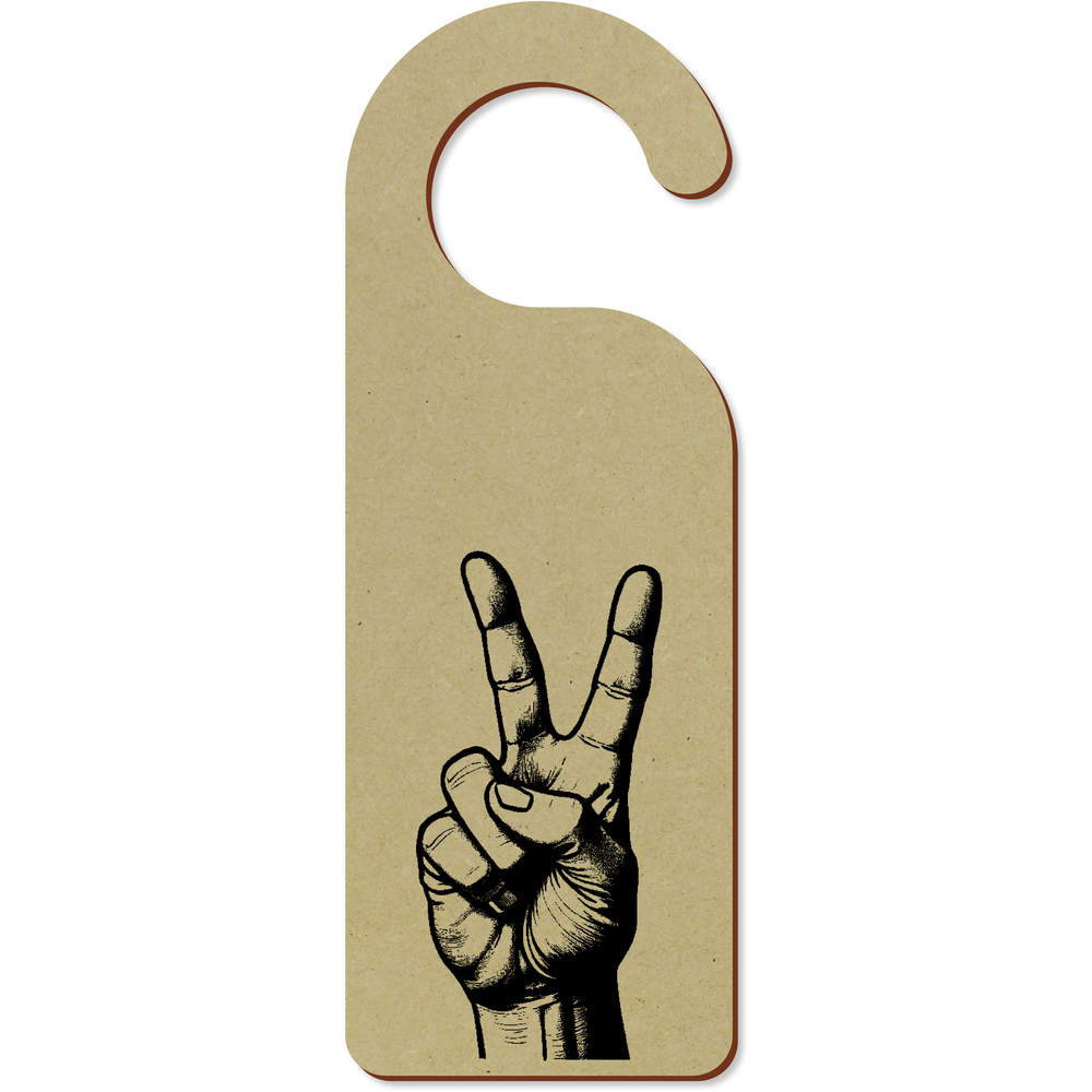 'Peace Sign Hand Gesture' 200mm x 72mm Door Hanger / Sign (DH00045047)