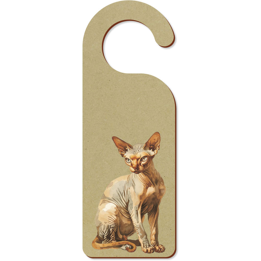 'Sphynx Cat Sitting' 200mm x 72mm Door Hanger / Sign (DH00045178)