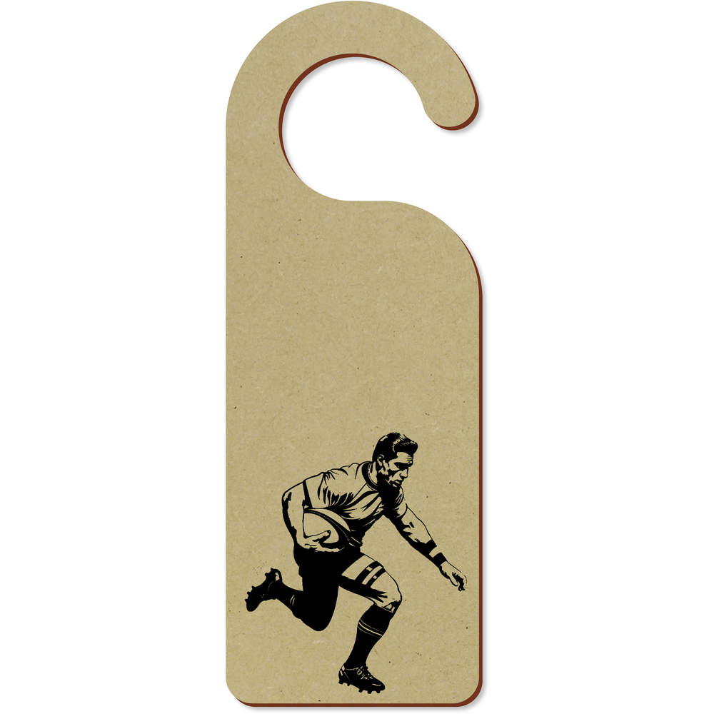 'Vintage Rugby Player Running ' 200mm x 72mm Door Hanger / Sign (DH00045196)