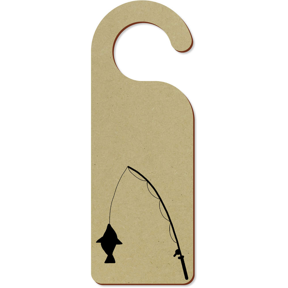 'Silhouette Of A Fishing Rod And Fish.' 200mm x 72mm Door Hanger / Sign (DH00045333)