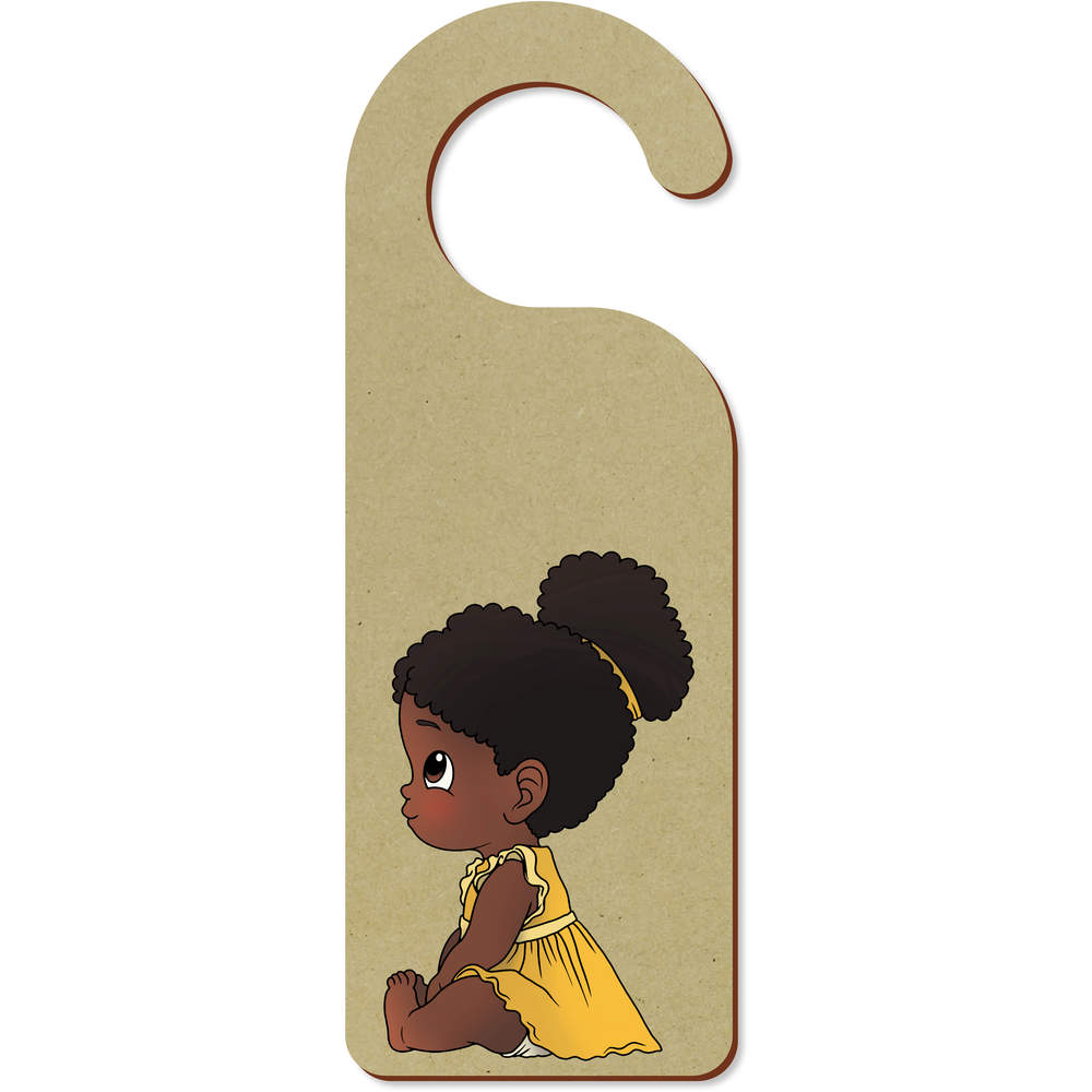 'Cute Sitting Girl' 200mm x 72mm Door Hanger / Sign (DH00045410)