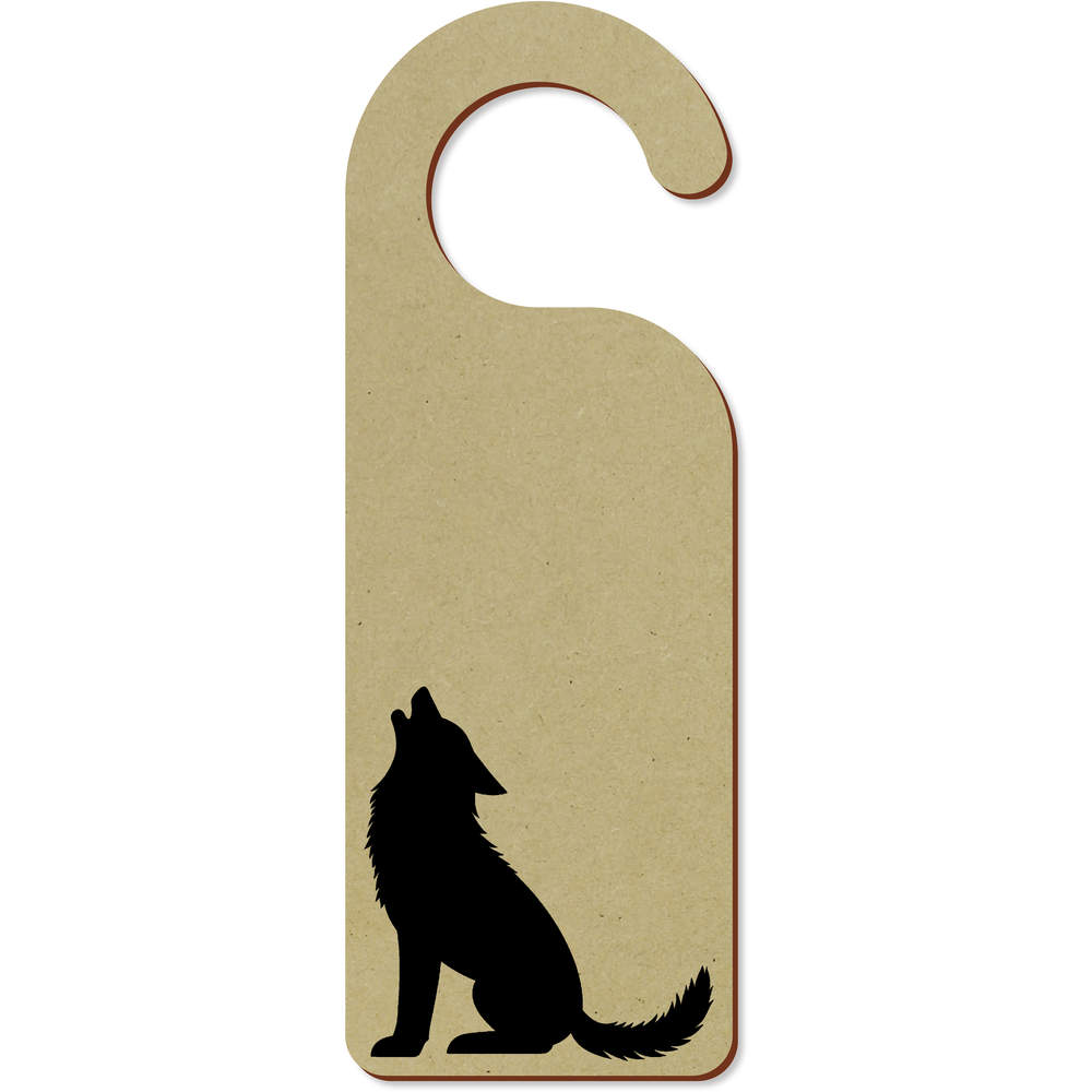 'wolf silhouette howling, black wolf, isolated' 200mm x 72mm Door Hanger / Sign (DH00045449)