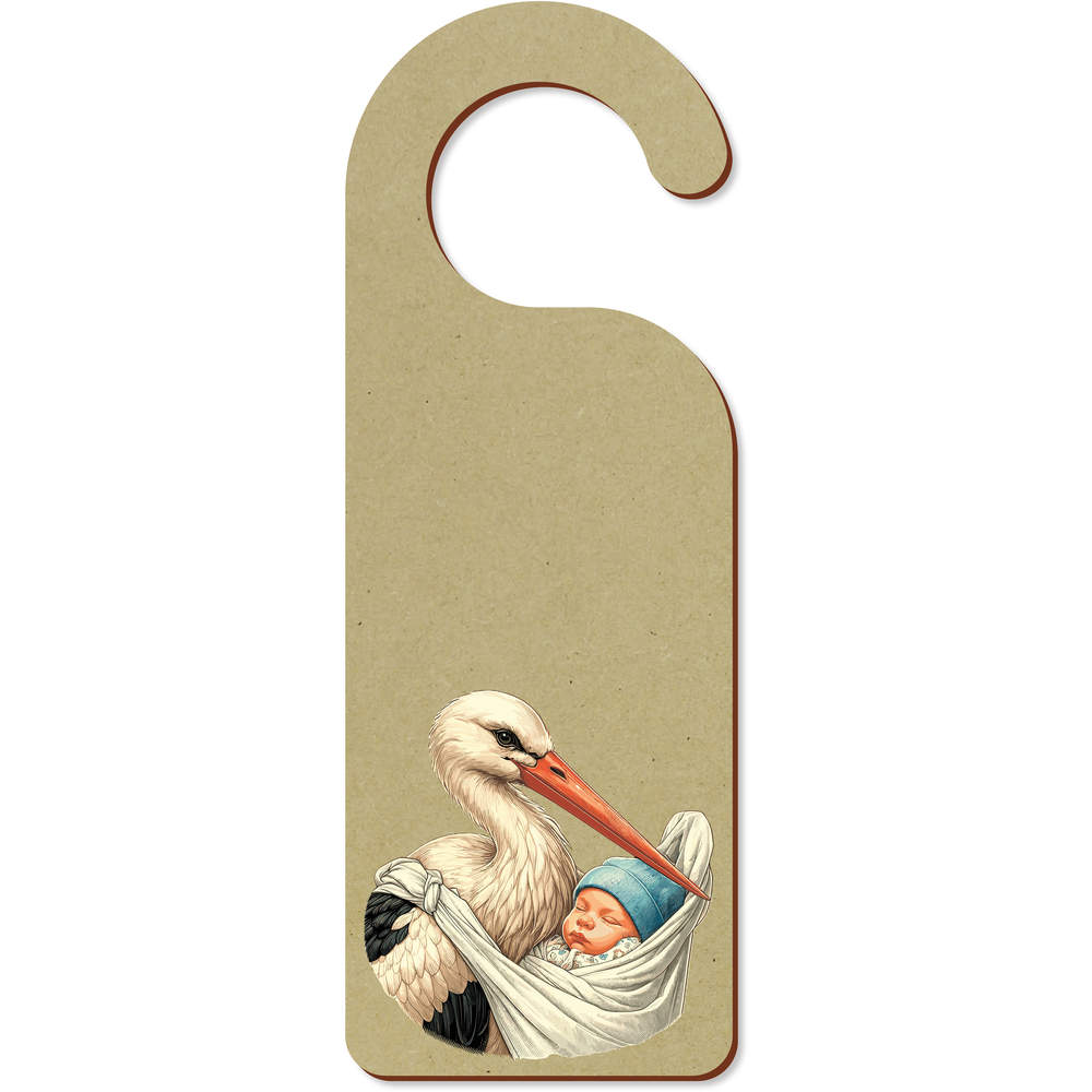 'Stork With Baby' 200mm x 72mm Door Hanger / Sign (DH00045619)