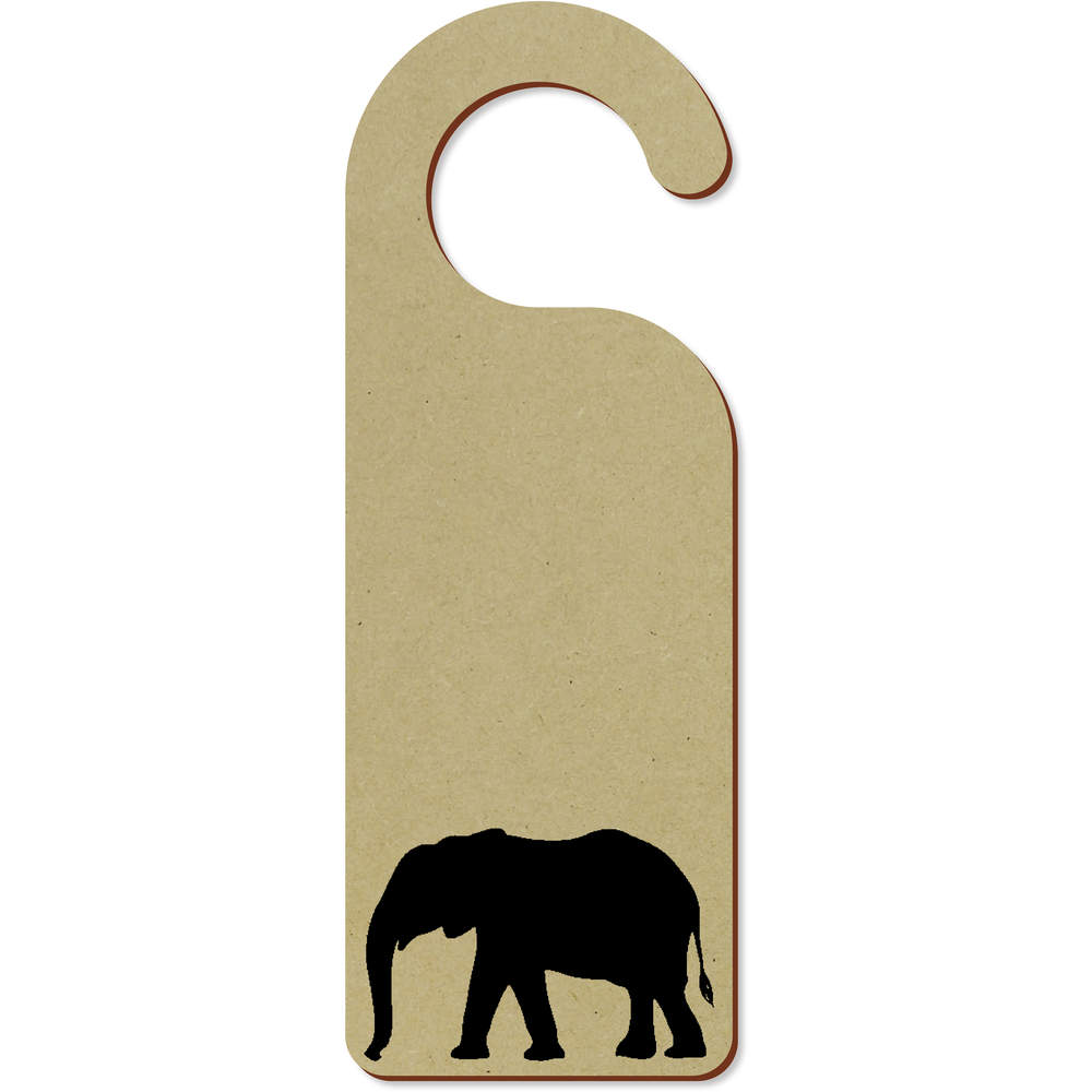 'Elephant Silhouette' 200mm x 72mm Door Hanger / Sign (DH00045657)