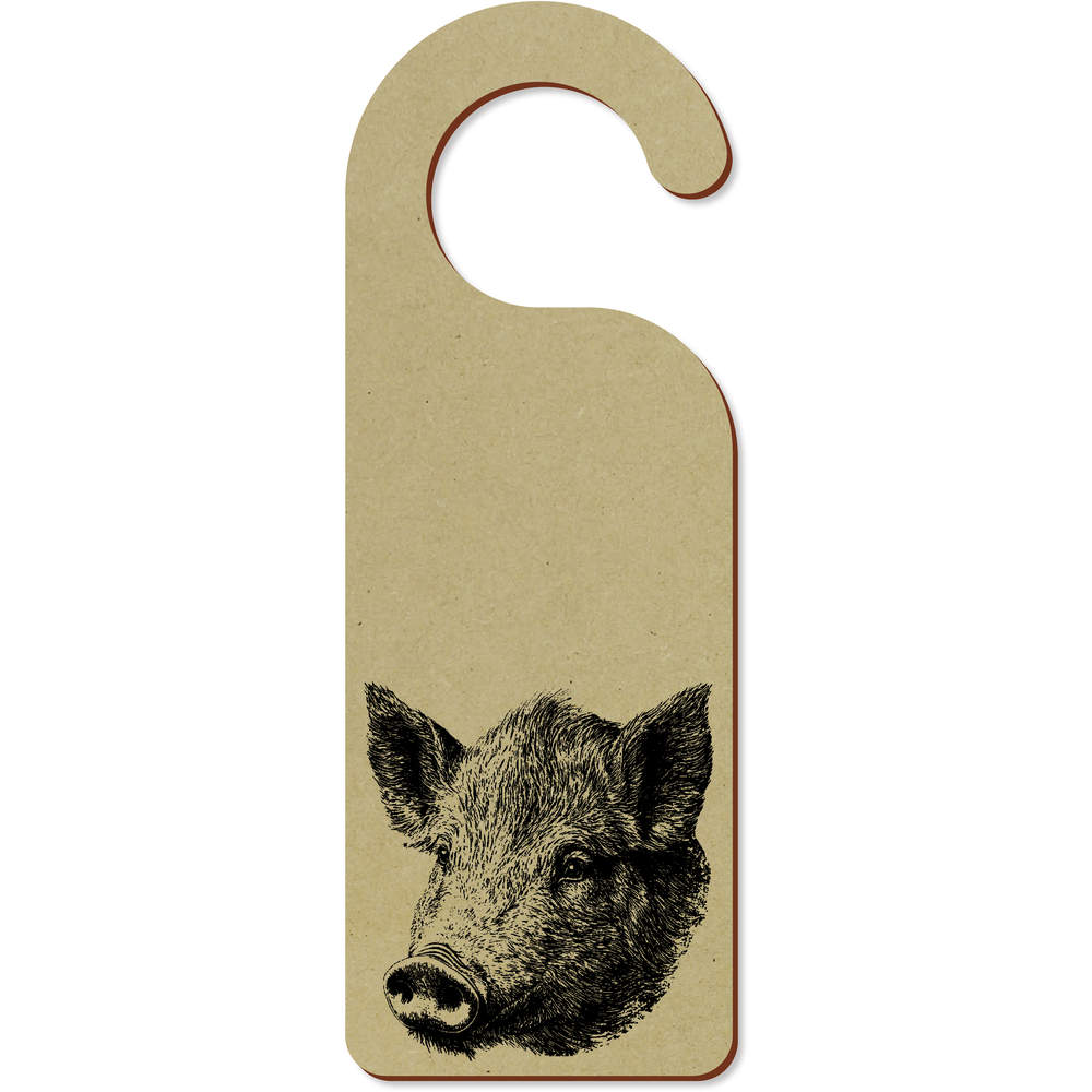 'Wild Boar Portrait' 200mm x 72mm Door Hanger / Sign (DH00045713)