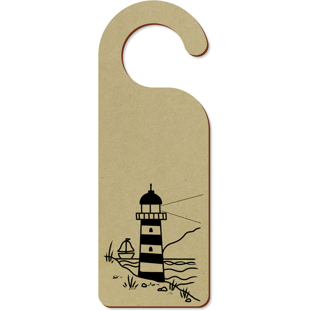 'Coastal Lighthouse Scene' 200mm x 72mm Door Hanger / Sign (DH00046315)