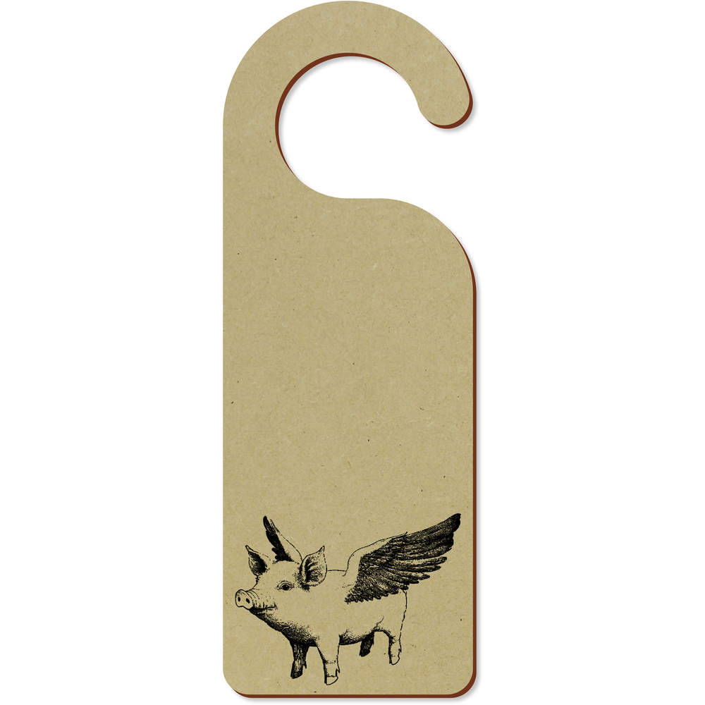 'Pig with Wings' 200mm x 72mm Door Hanger / Sign (DH00046458)